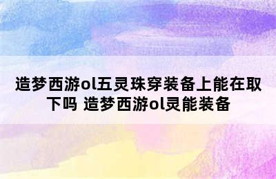 造梦西游ol五灵珠穿装备上能在取下吗 造梦西游ol灵能装备